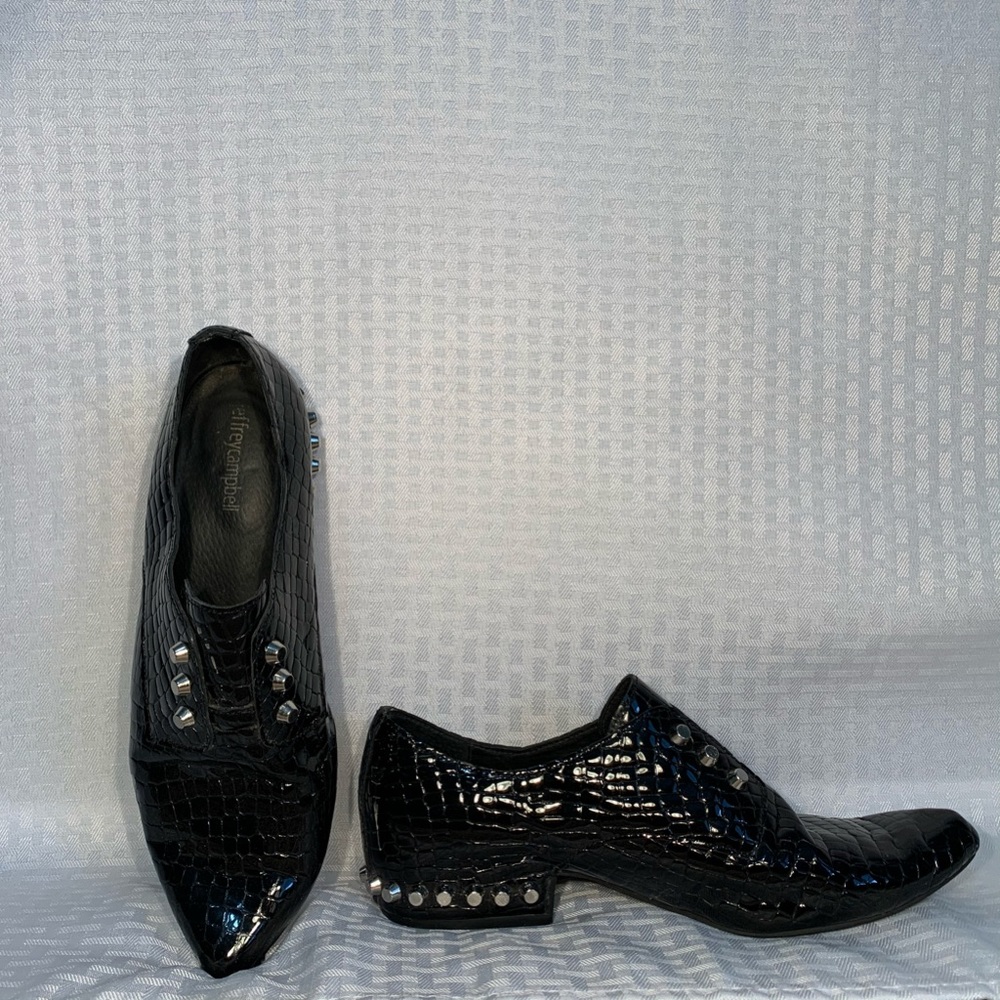 Jeffrey Campbell black leather loafer